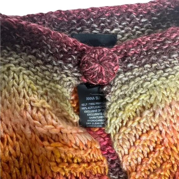 NEW Anna Sui Ombré Hand Crochet Poncho in Rainbow OS - Picture 8 of 12